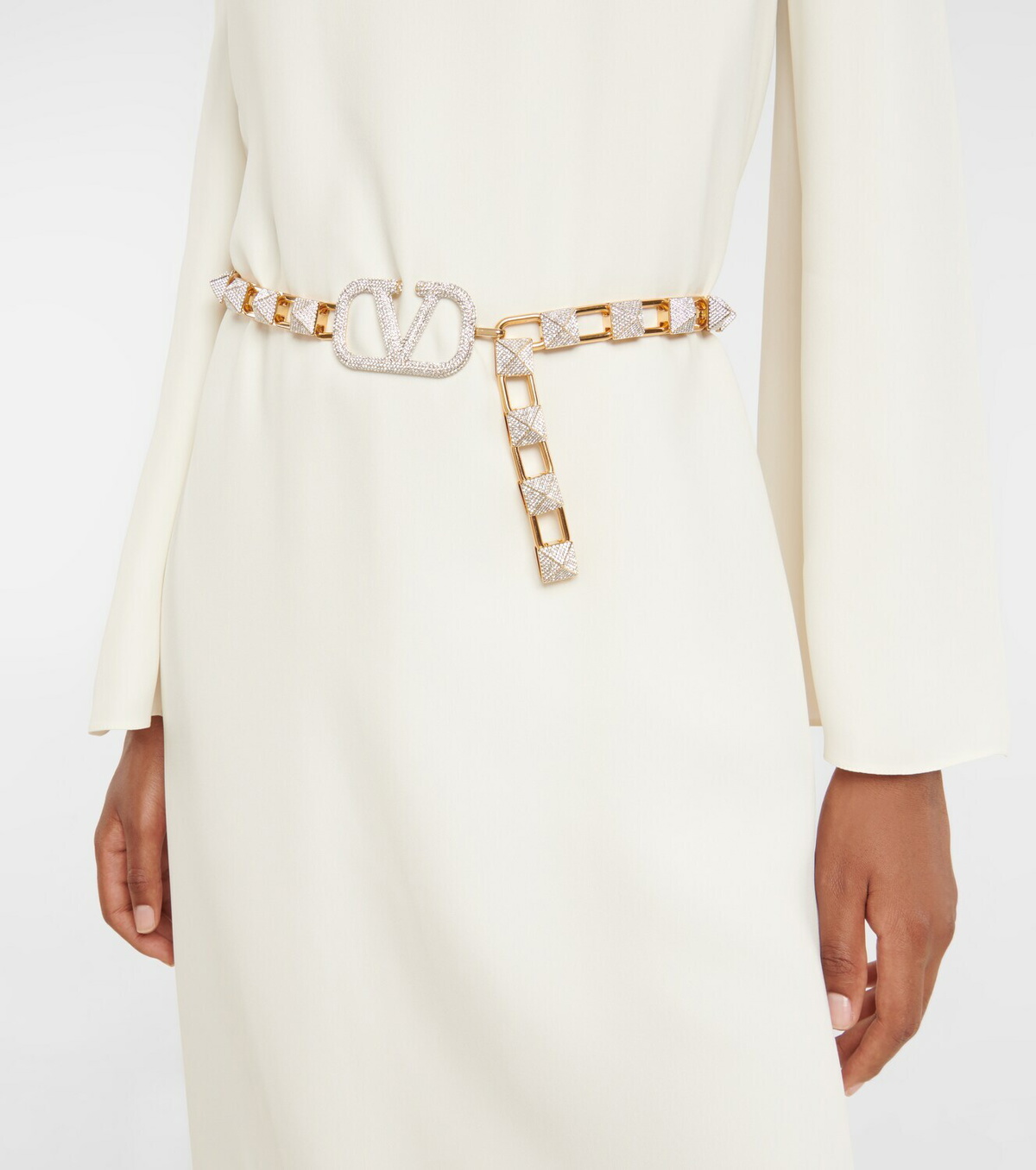 VALENTINO women\'s white /marbled gold belt size L 46\