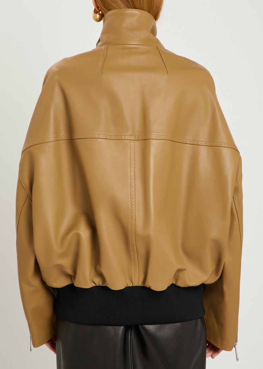 Khaite Hamett Leather Jacket Caramel
