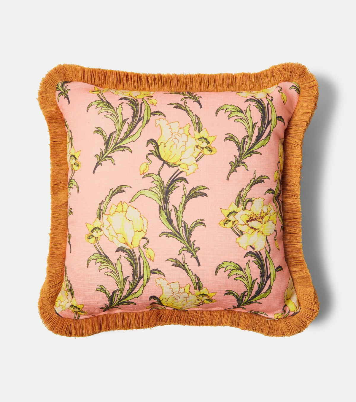 La DoubleJ Nymph Bloom floral fringed cushion