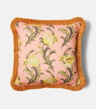 La DoubleJ Nymph Bloom floral fringed cushion