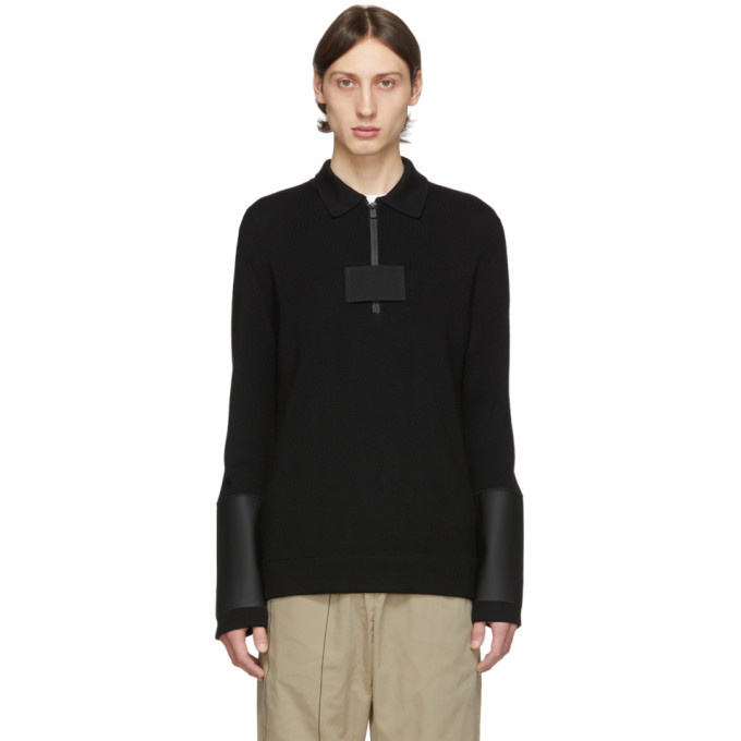 Photo: 1017 ALYX 9SM Black Knit Zip-Up Long Sleeve Polo