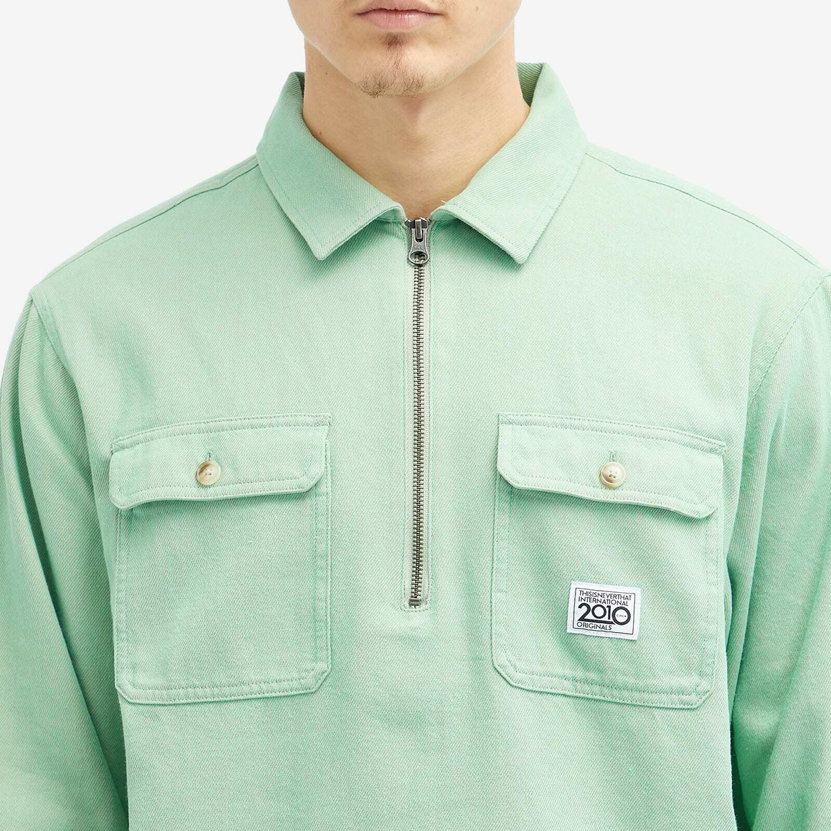 thisisneverthat Men's Quarter Zip Shirt in Green thisisneverthat
