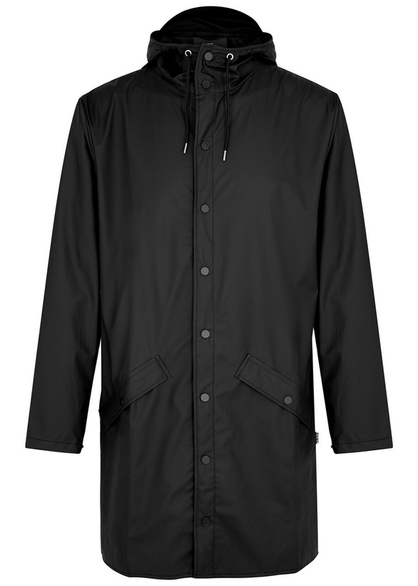 Photo: Rains Long Matte Rubberised Raincoat Black