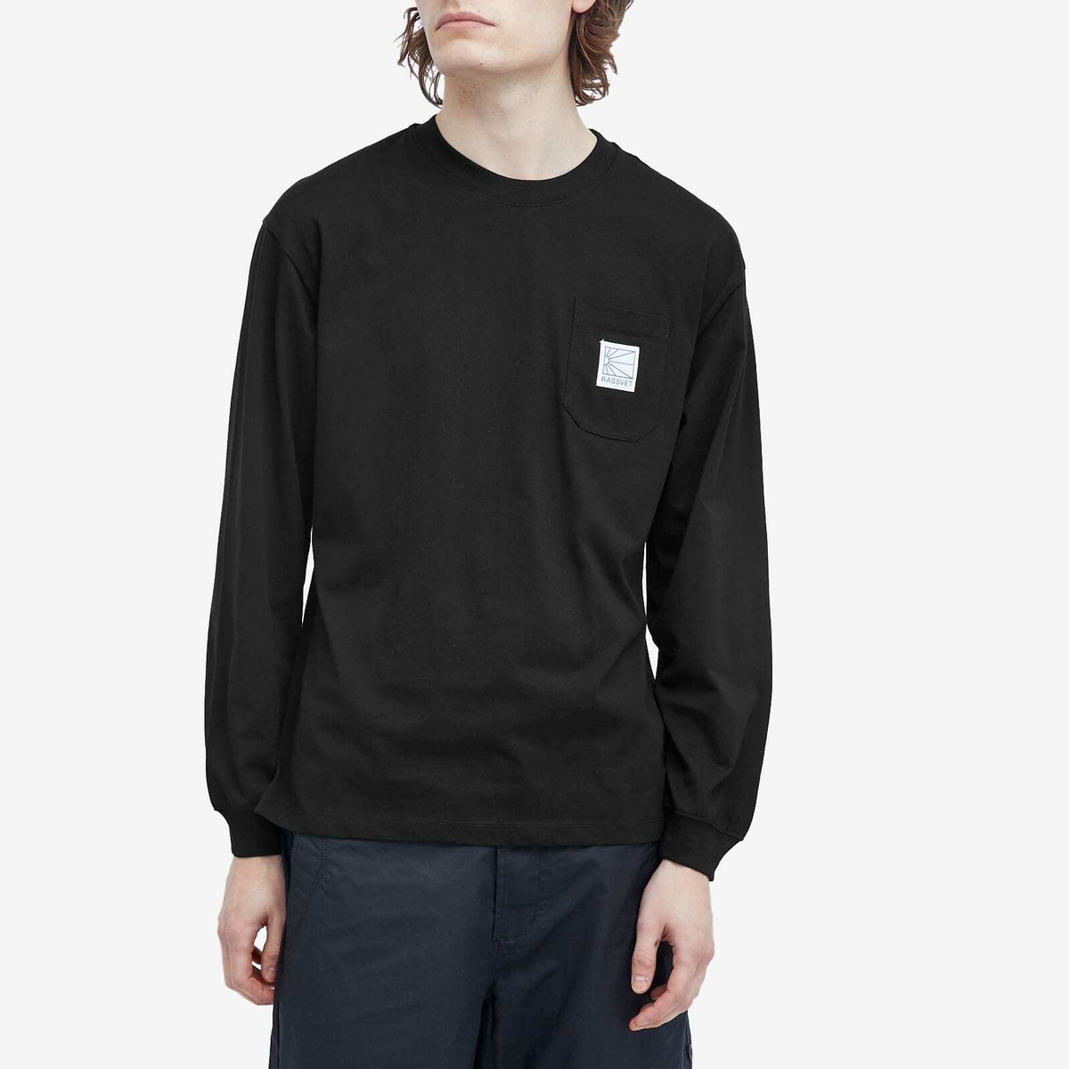 PACCBET Men's Pocket Tag Long Sleeve T-Shirt in Black