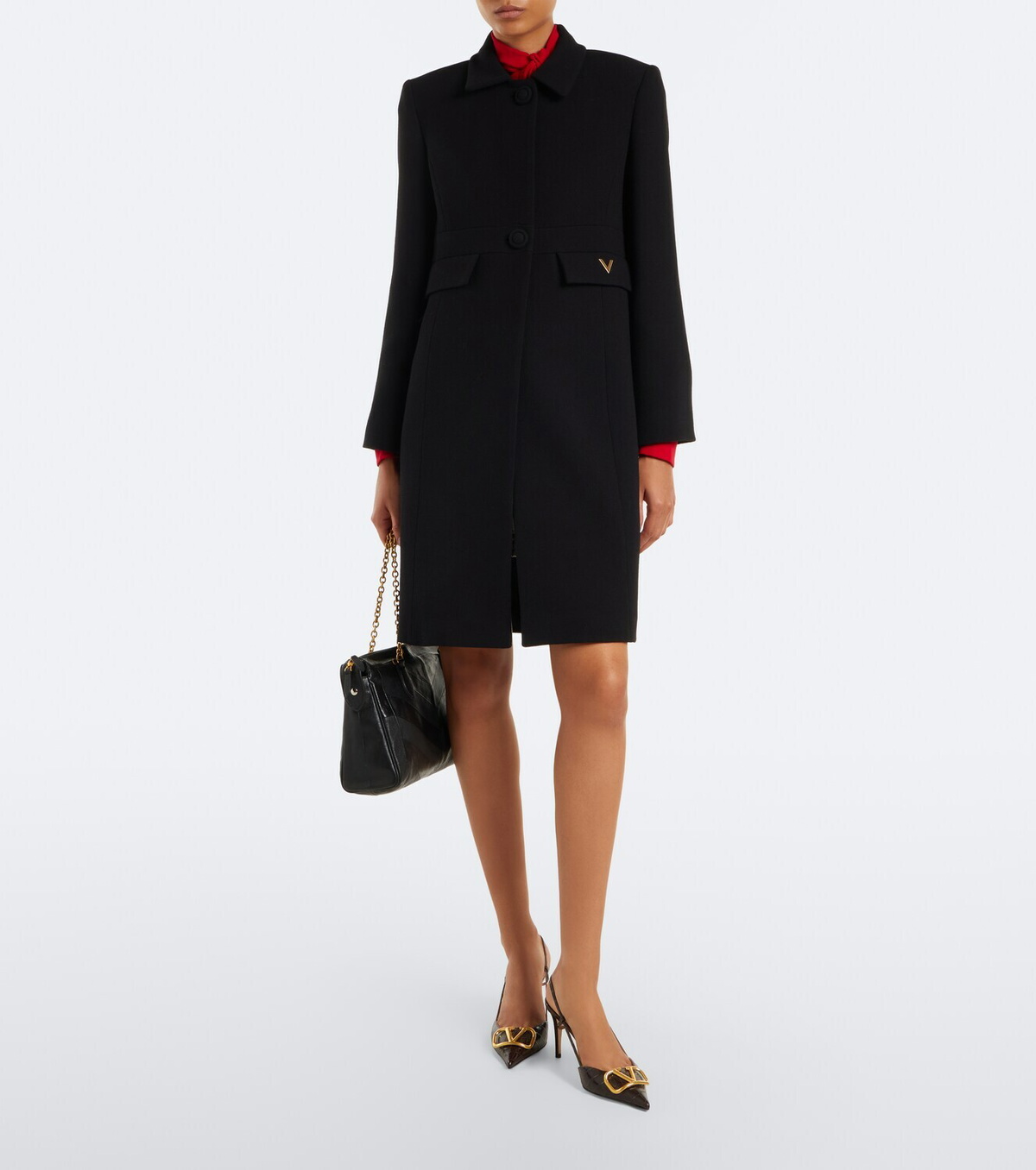 Valentino VGold virgin wool crêpe coat