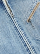 Maison Margiela - Distressed Corduroy-Trimmed Denim Jacket - Blue