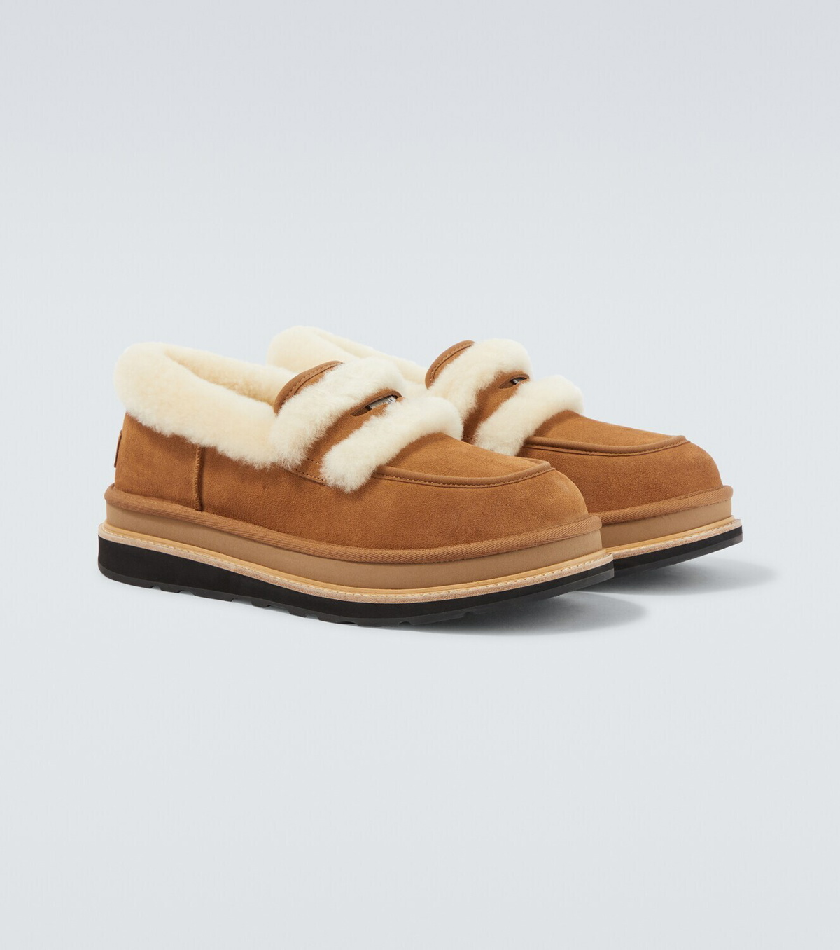 Sacai x UGG suede and shearling penny loafers Sacai