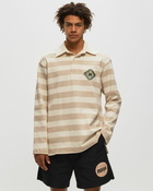 Adish Kharaz Striped Rugby Shirt Beige - Mens - Polos