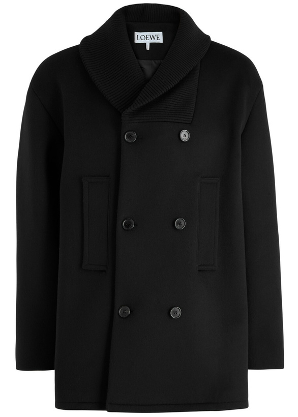 Photo: Loewe Womens Black Double-breasted Wool Peacoat S