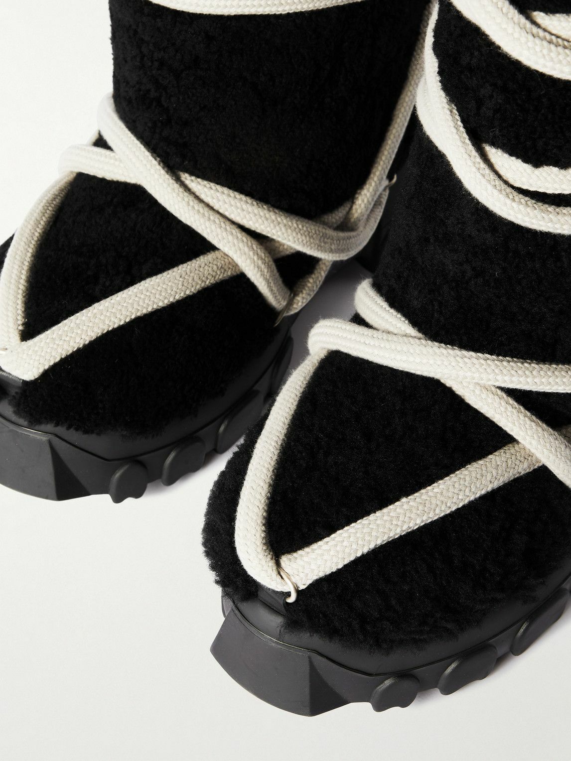 Rick Owens - Leather-Trimmed Shearling Boots - Black Rick Owens
