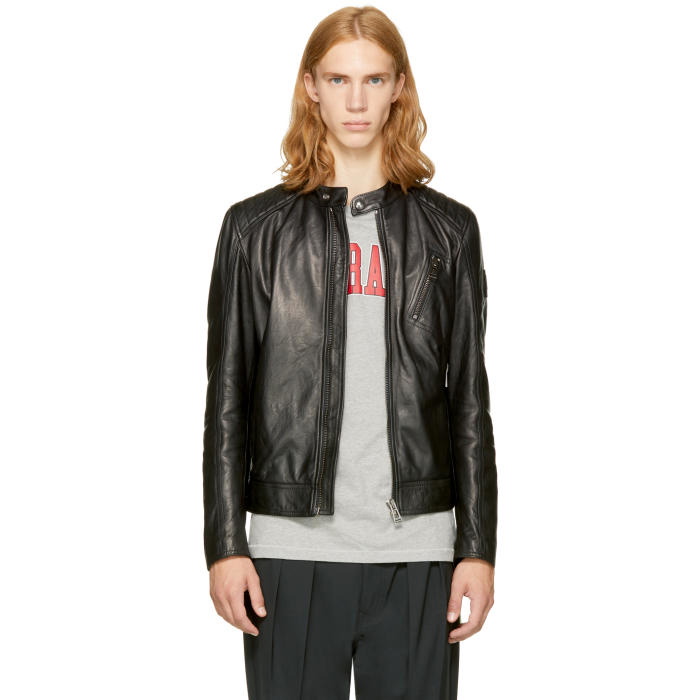 Photo: Belstaff Black Leather V Racer Jacket