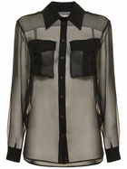 ALBERTA FERRETTI Sheer Silk Chiffon Shirt with high Pockets