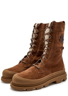 Moncler Vera High Shearling-trimmed Suede Mid-calf Boots Brown