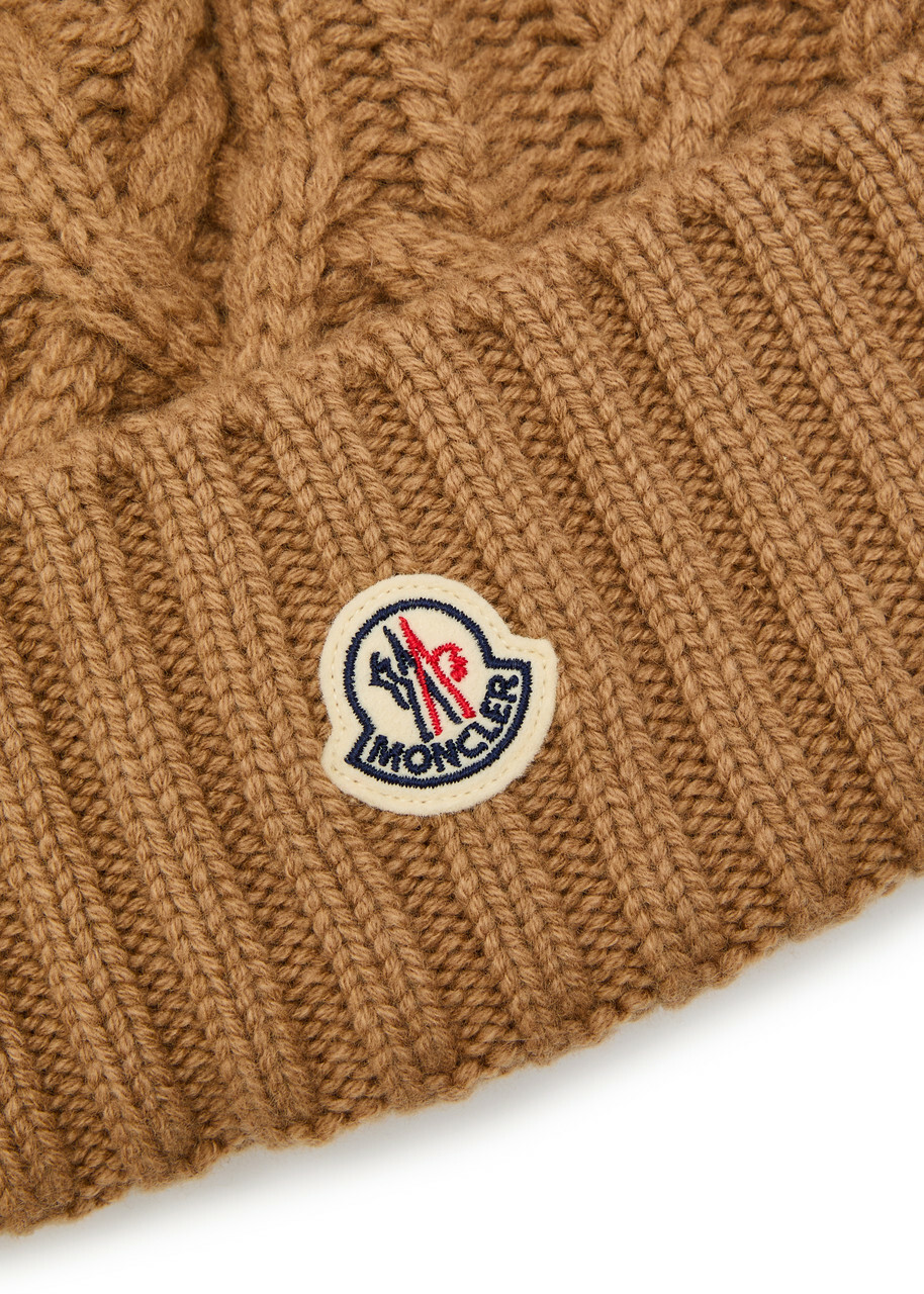 Moncler Ribbed Wool and Cashmere-blend Bobble hat - Khaki - One Size