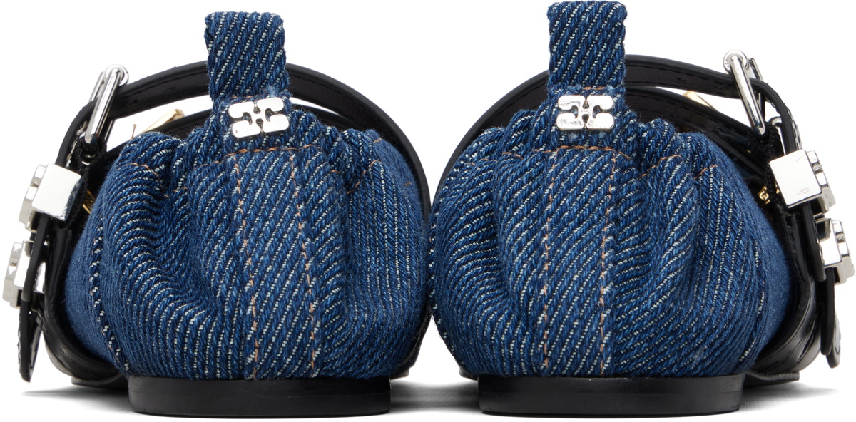 GANNI Navy Sue Triple Ballerina Flats