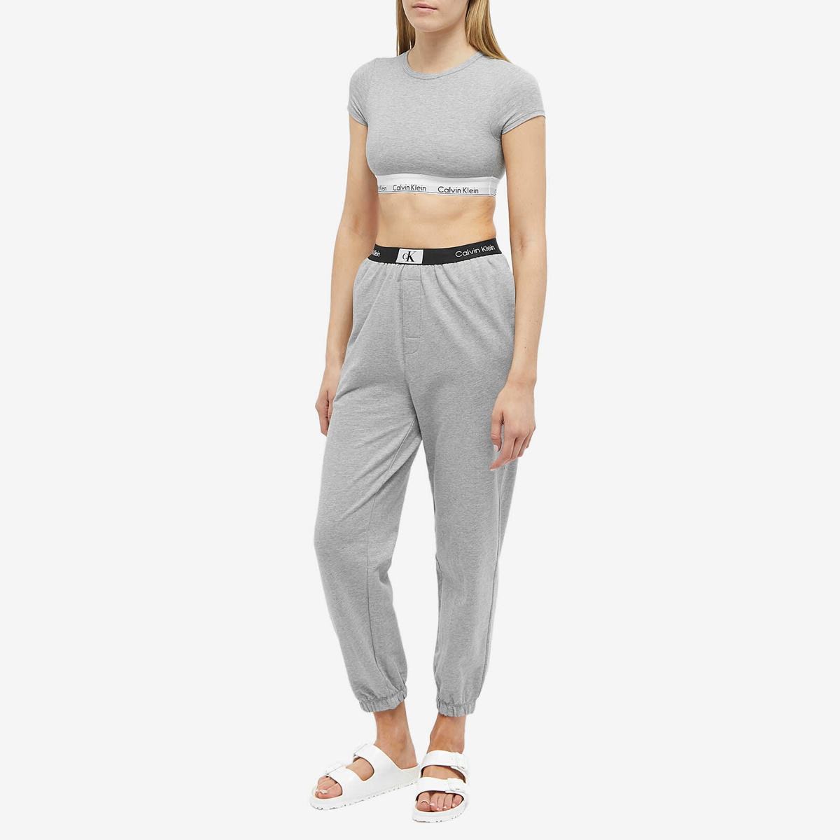 Calvin Klein T Shirt Bralette in Grey
