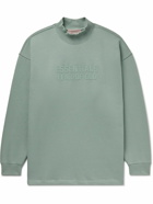 FEAR OF GOD ESSENTIALS - Logo-Appliquéd Cotton-Blend Jersey Mock-Neck Sweatshirt - Green