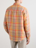 God's True Cashmere - Twilight Checked Linen Shirt - Orange