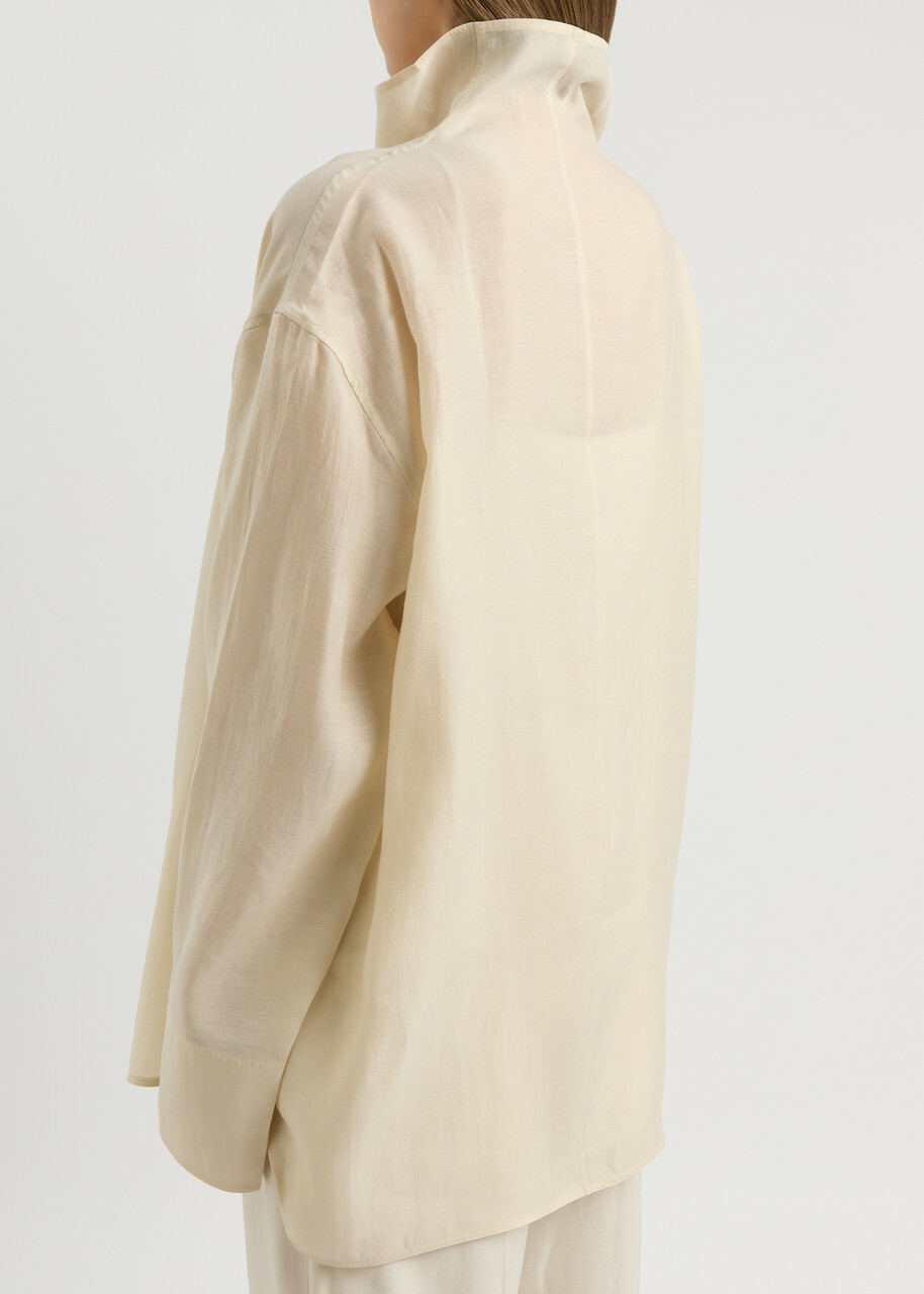 Toteme Draped Woven Blouse Ecru Toteme