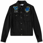 Off-White Men's Varsity Patch Denim Jacket in Black