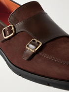 Santoni - Leather-Trimmed Suede Monk-Strap Shoes - Brown