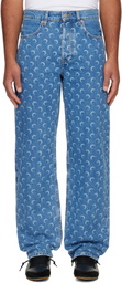 Marine Serre Blue Moon Laser Baggy Jeans