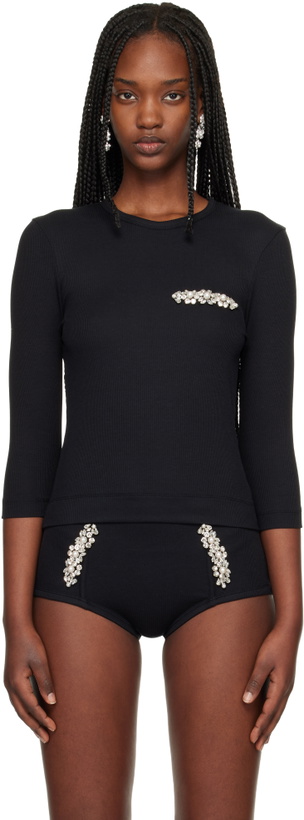 Photo: Simone Rocha Black Embellished Underpinning T-shirt