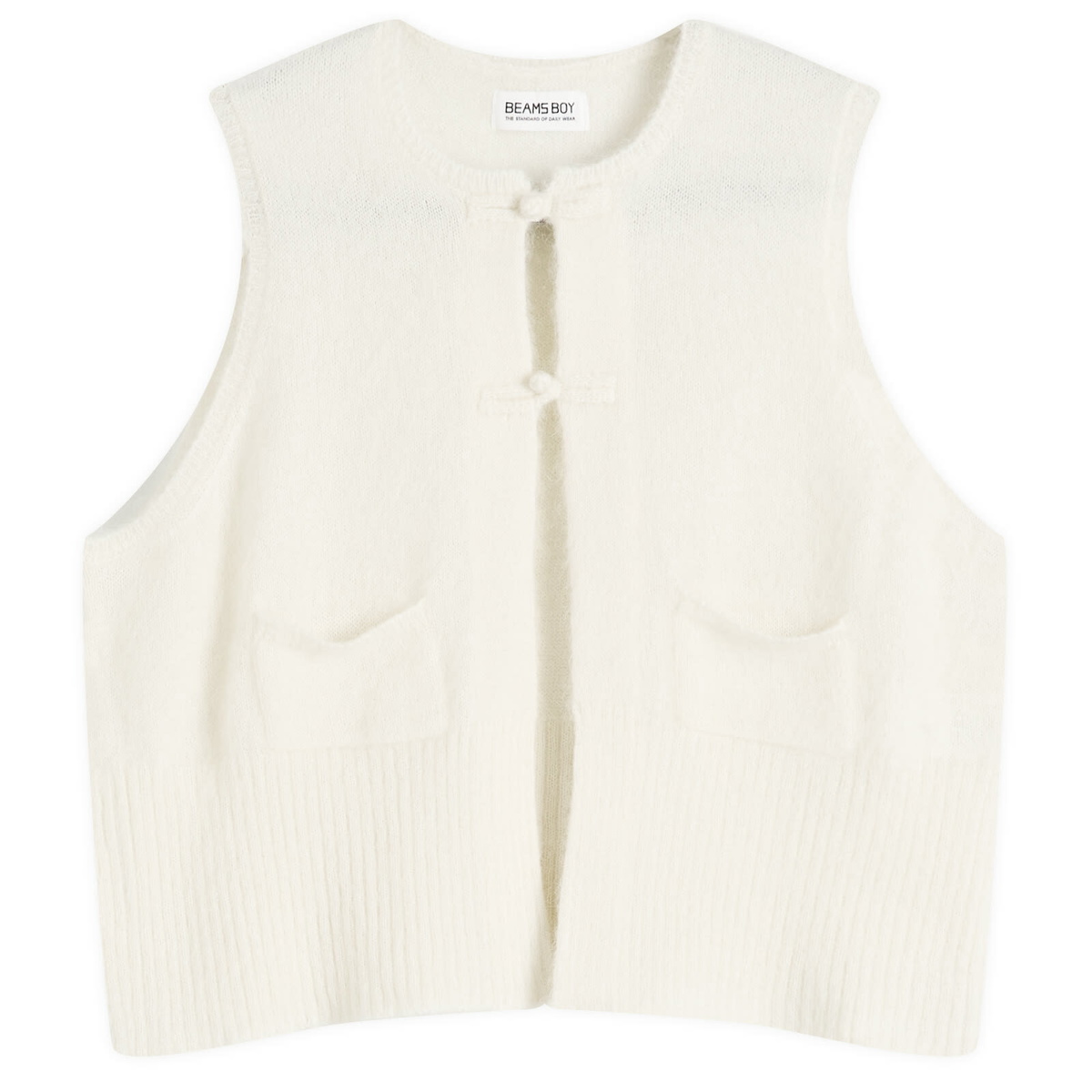 Beams Boy Women's China Button Knit Vest in Off White