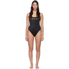 Versace Underwear Black Logo One-Piece Swimsuit