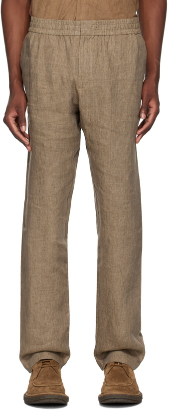 Photo: Sunspel Brown Linen Drawstring Trousers