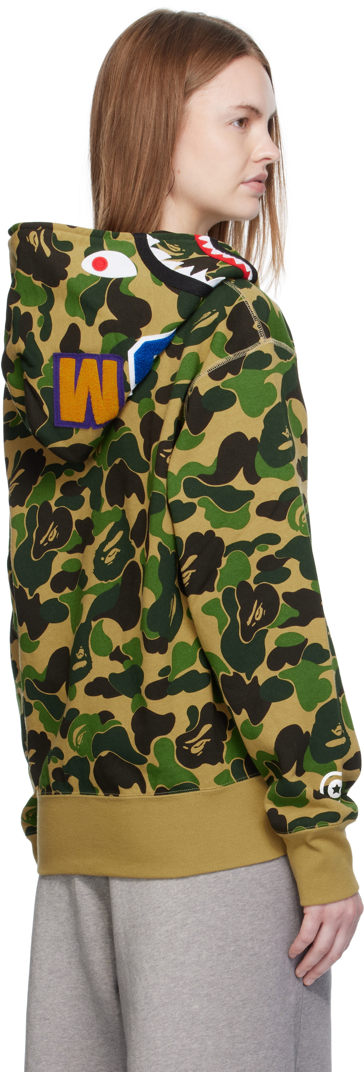 BAPE Khaki ABC Camo Shark Full Zip Hoodie