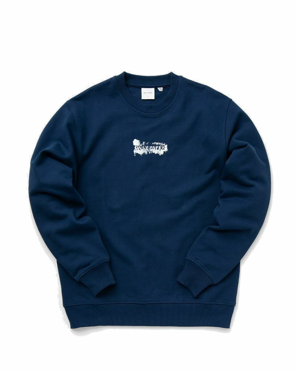 Photo: Daily Paper Scratch Logo Sweater Blue - Mens - Sweatshirts