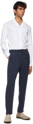Giorgio Armani Navy Cupro Two Pince Trousers