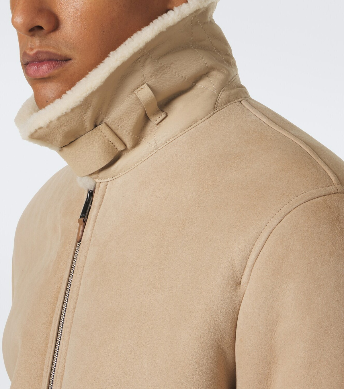 Canali Shearling-trimmed suede blouson jacket