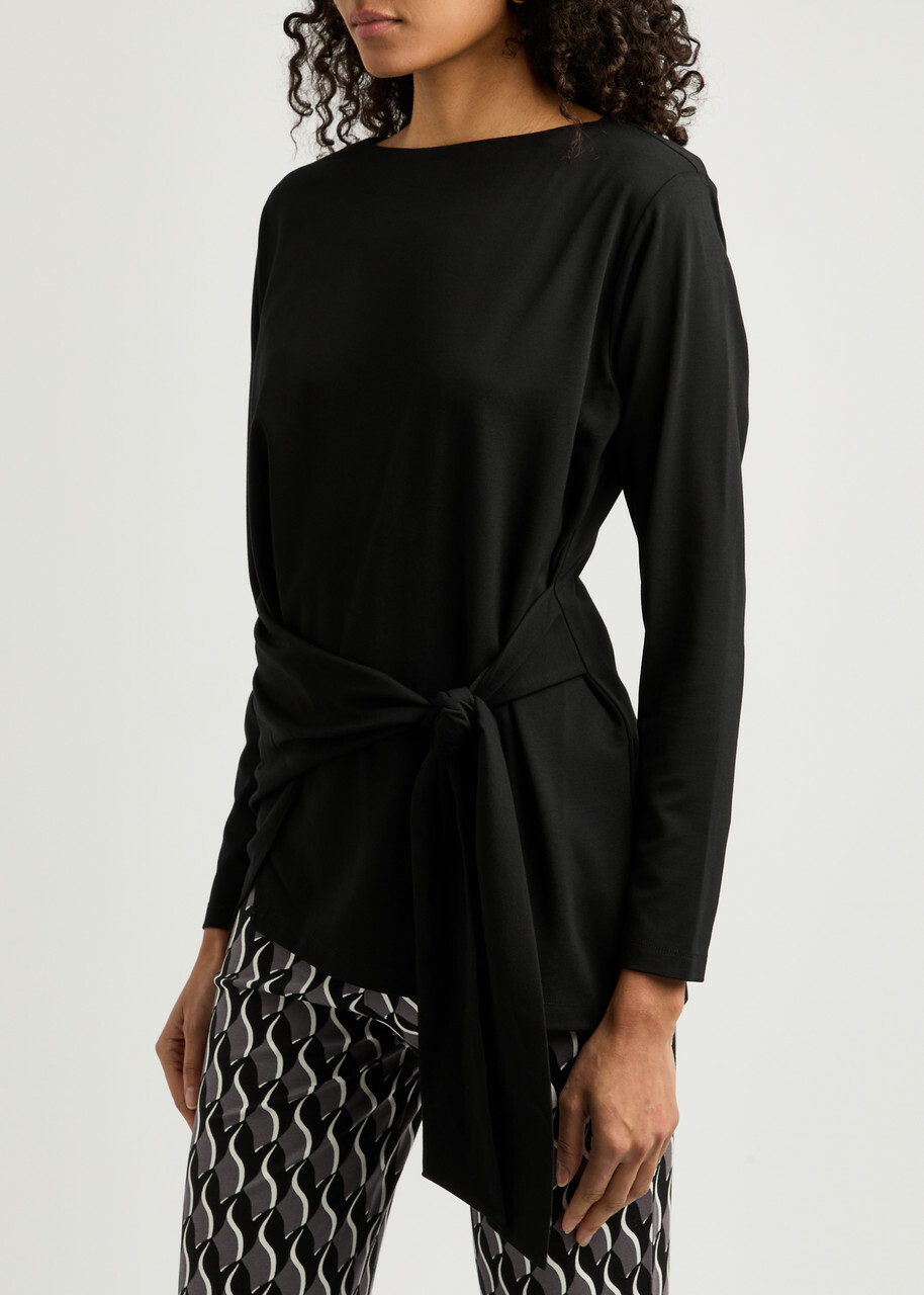 Diane Von Furstenberg Rosalind Wrap-effect Jersey top Black