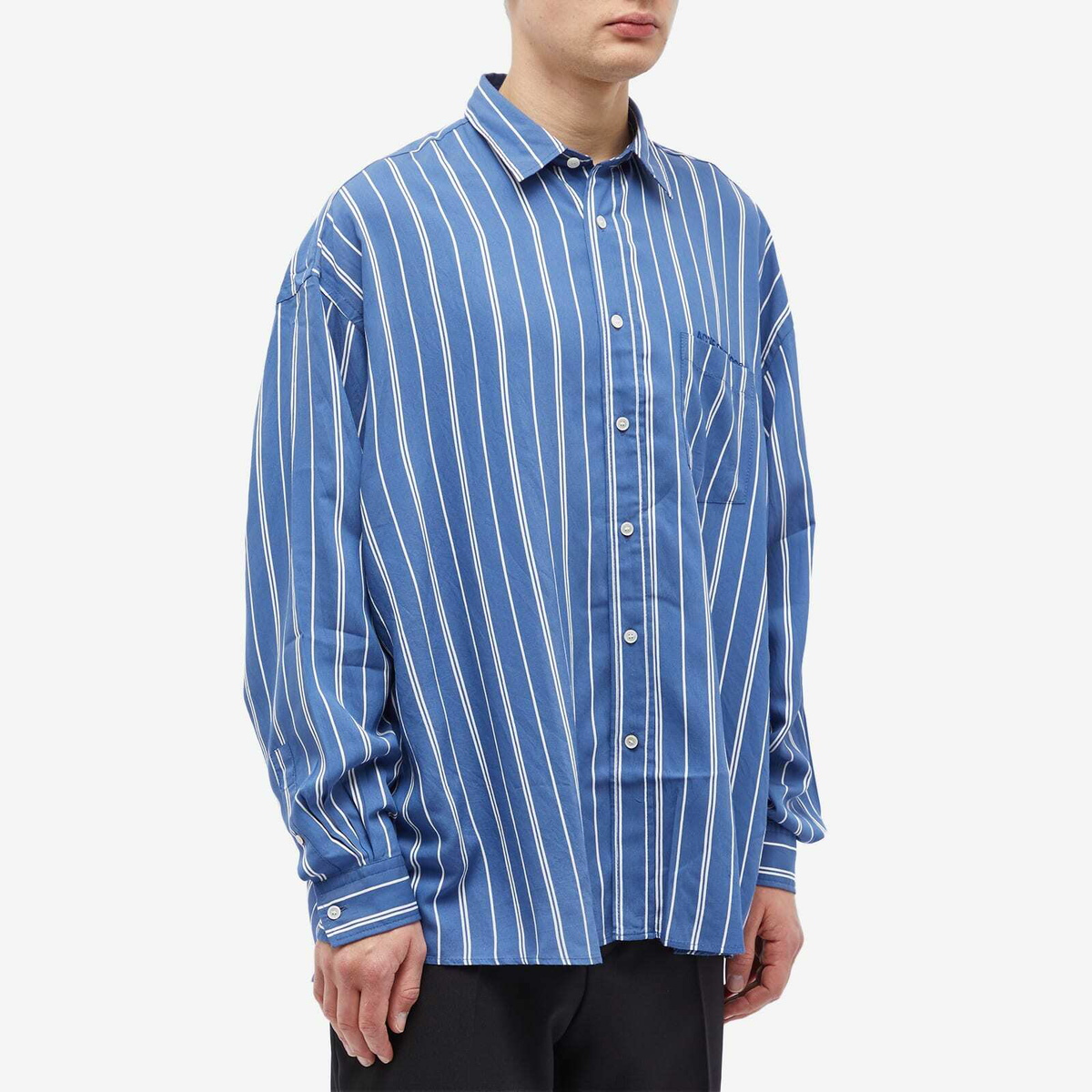 Acne Studios Men's Setiter Fluid Stripe Shirt in Mid Blue Acne Studios