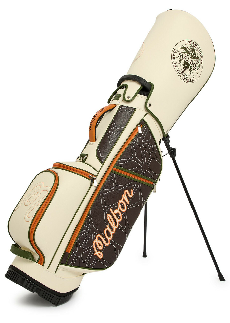 Malbon Antilles Embroidered Panelled Faux Leather Golf Cart bag - Cream - One Size