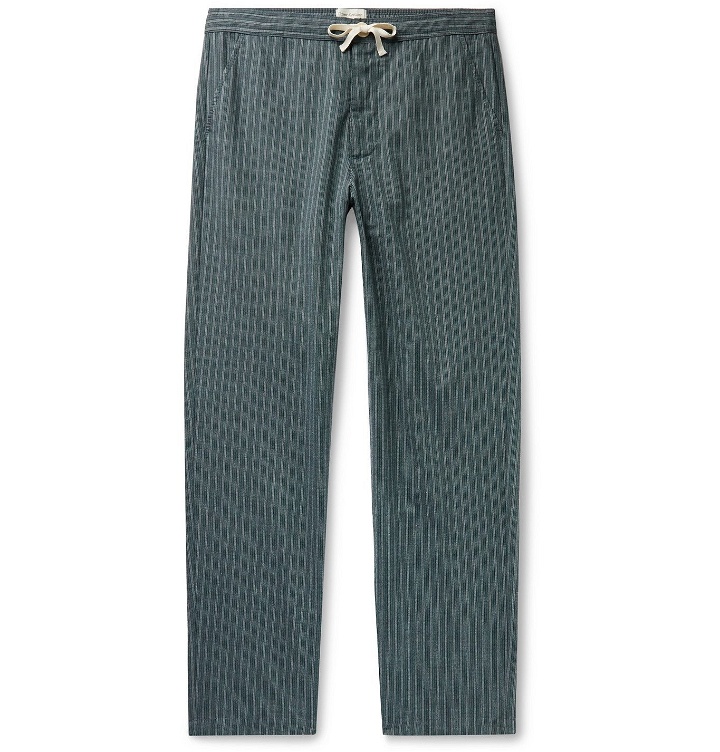 Photo: Oliver Spencer Loungewear - Townsend Striped Organic Cotton Pyjama Trousers - Green