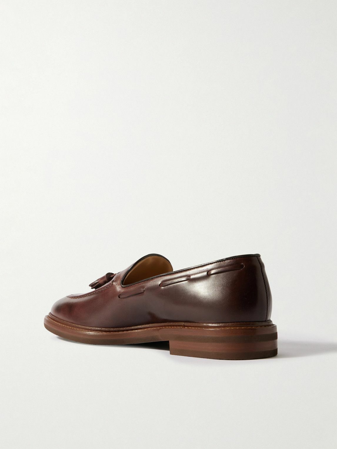 Brunello Cucinelli - Dandy Tasselled Waxed-Leather Loafers  display picture 1