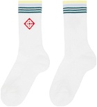 Casablanca White Stripe Monogram Sport Socks