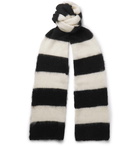 Isabel Benenato - Striped Mohair-Blend Scarf - Black