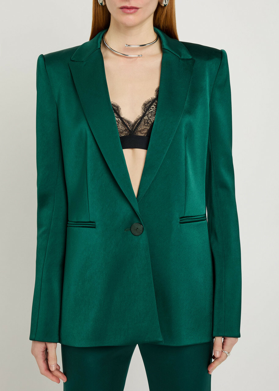 Galvan Sculpted Satin Blazer Green