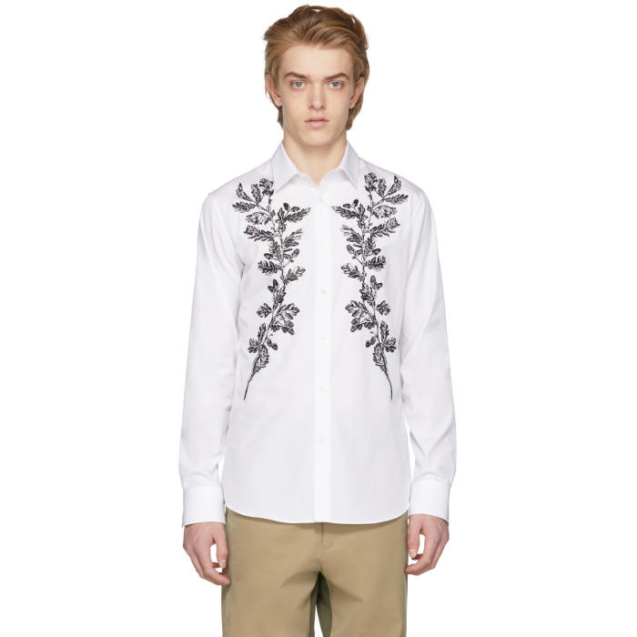 Photo: Alexander McQueen White Embroidered Floral Shirt