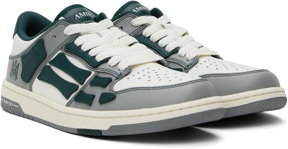 AMIRI Gray & Green Varsity Skel Top Low Sneakers Amiri