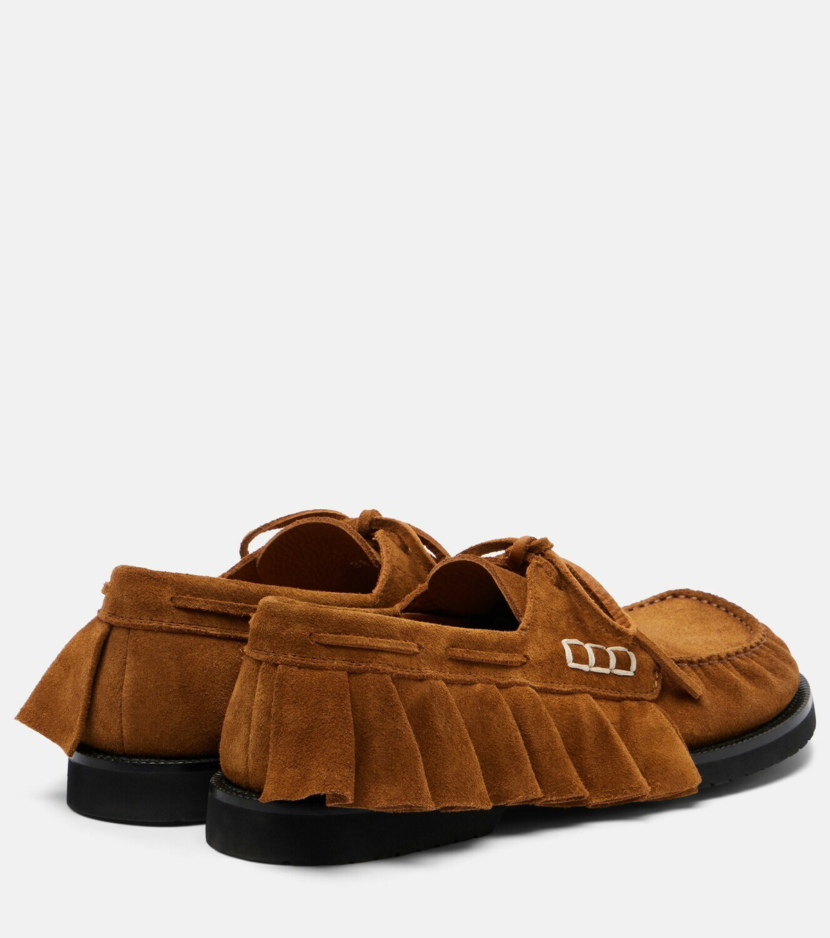 JW Anderson Ruffled suede boat shoes