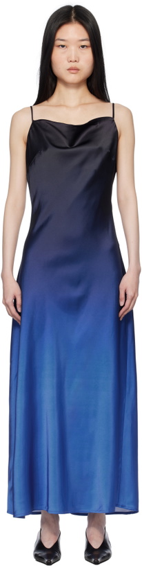Photo: Holzweiler Navy & Blue Eila Print Maxi Dress