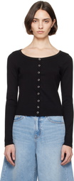 Re/Done Black Hanes Edition Scoop Neck Cardigan