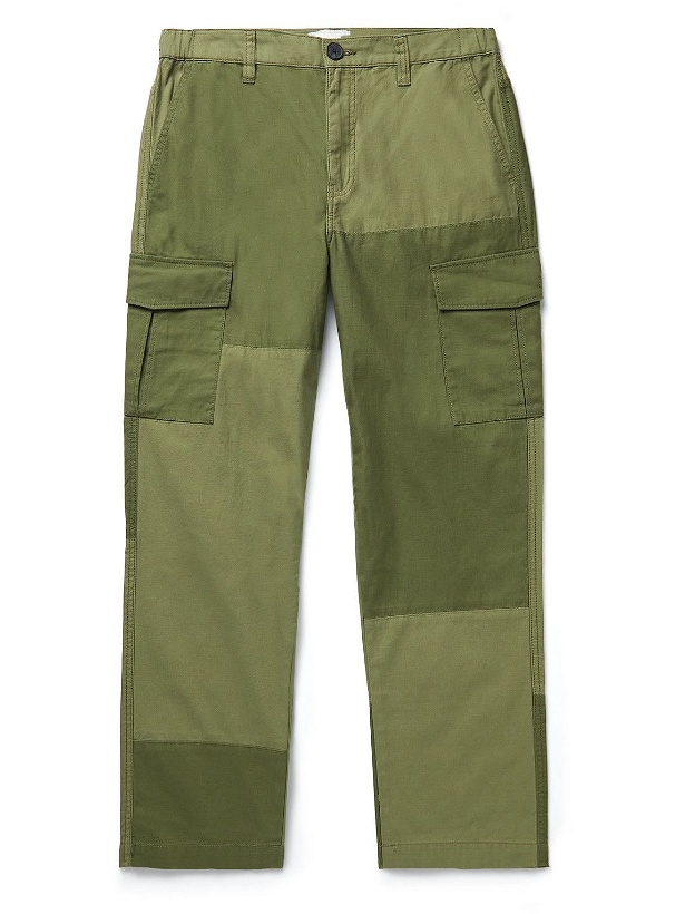 Photo: FRAME - Straight-Leg Patchwork Cotton Cargo Trousers - Green