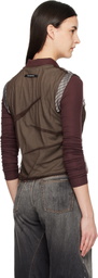 Andersson Bell Brown Layered Mesh Tuck & Dart Top
