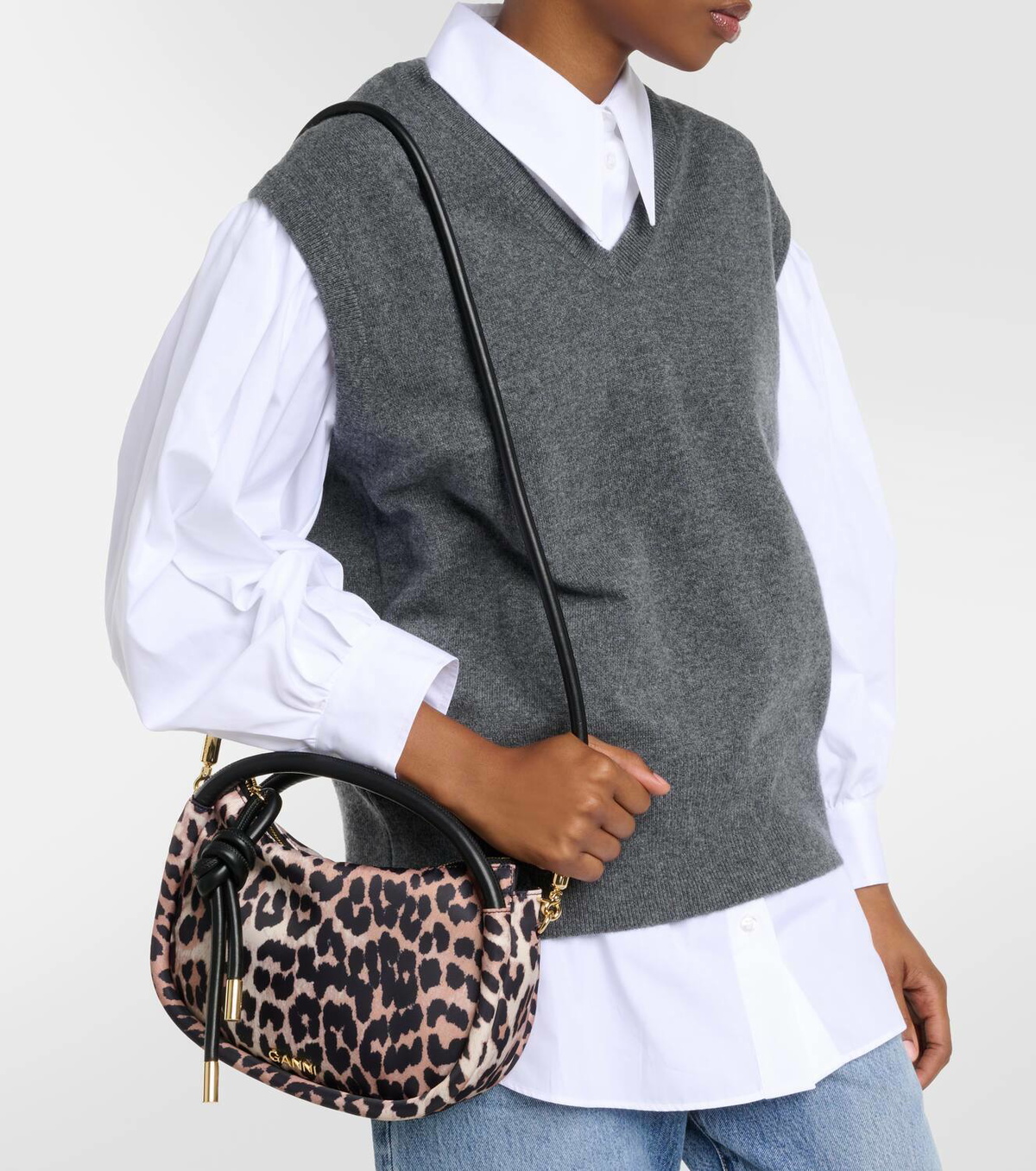 Ganni Knot Mini leopard-printed bag GANNI